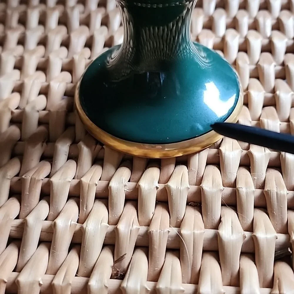 Vintage 1978 Fitz & Floyd Renaissance Dark Green & Gold Tone Trim Goblet Cup